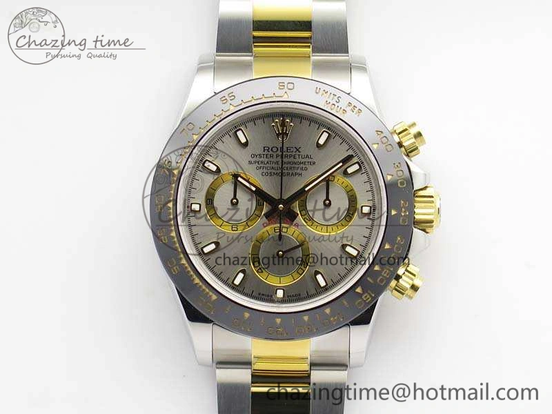 Daytona SS YG Ceramic Bezel JH Best Edition Sliver Gray Dial On SS YG Bracelet A FashionForward 3532