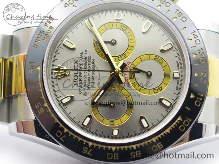 Daytona SS YG Ceramic Bezel JH Best Edition Sliver Gray Dial On SS YG Bracelet A FashionForward 3532