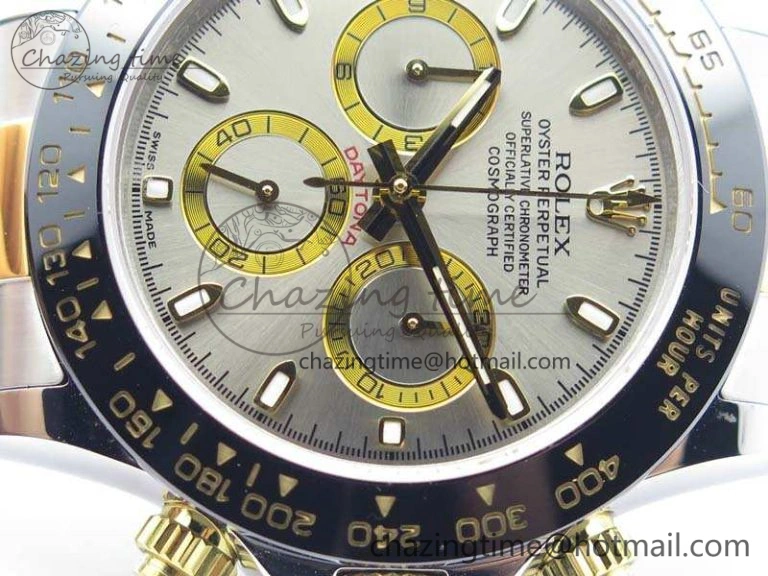 Daytona SS YG Ceramic Bezel JH Best Edition Sliver Gray Dial On SS YG Bracelet A FashionForward 3532