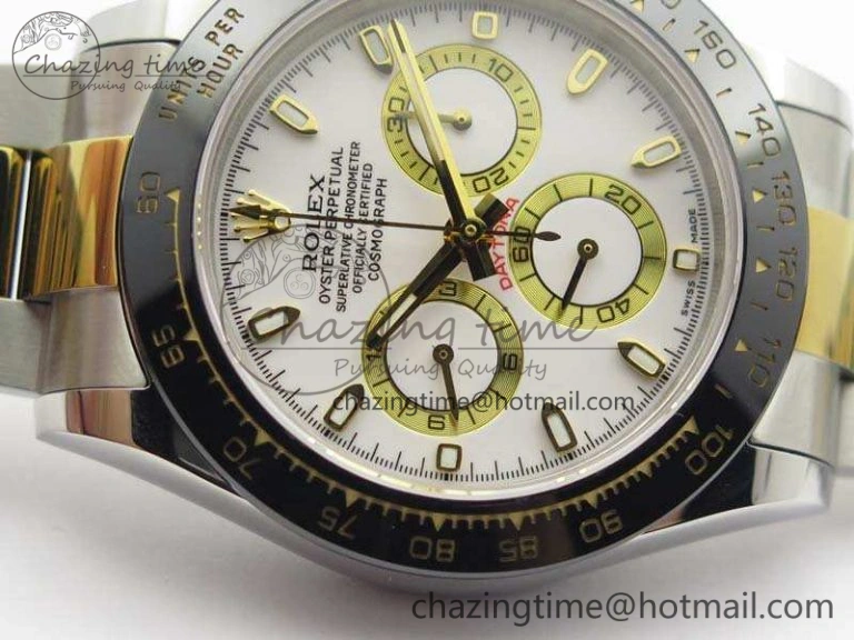 Classic Daytona SS YG Ceramic Bezel JH Best Edition White Dial On SS YG Bracelet A 3530