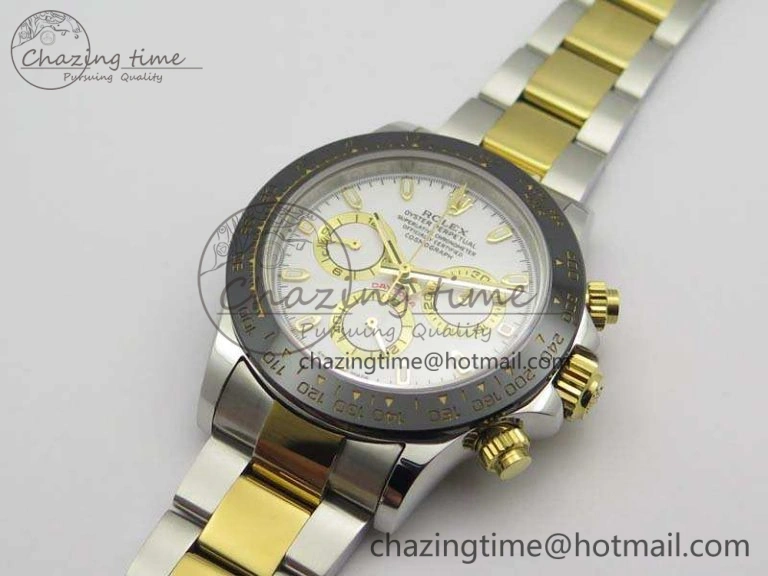Classic Daytona SS YG Ceramic Bezel JH Best Edition White Dial On SS YG Bracelet A 3530