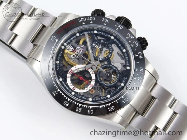 TopPick Daytona Skeleton SONIC Best Edition Ceramic Bezel Skeleton Dial on SS Oyster Bracelet SA 1654