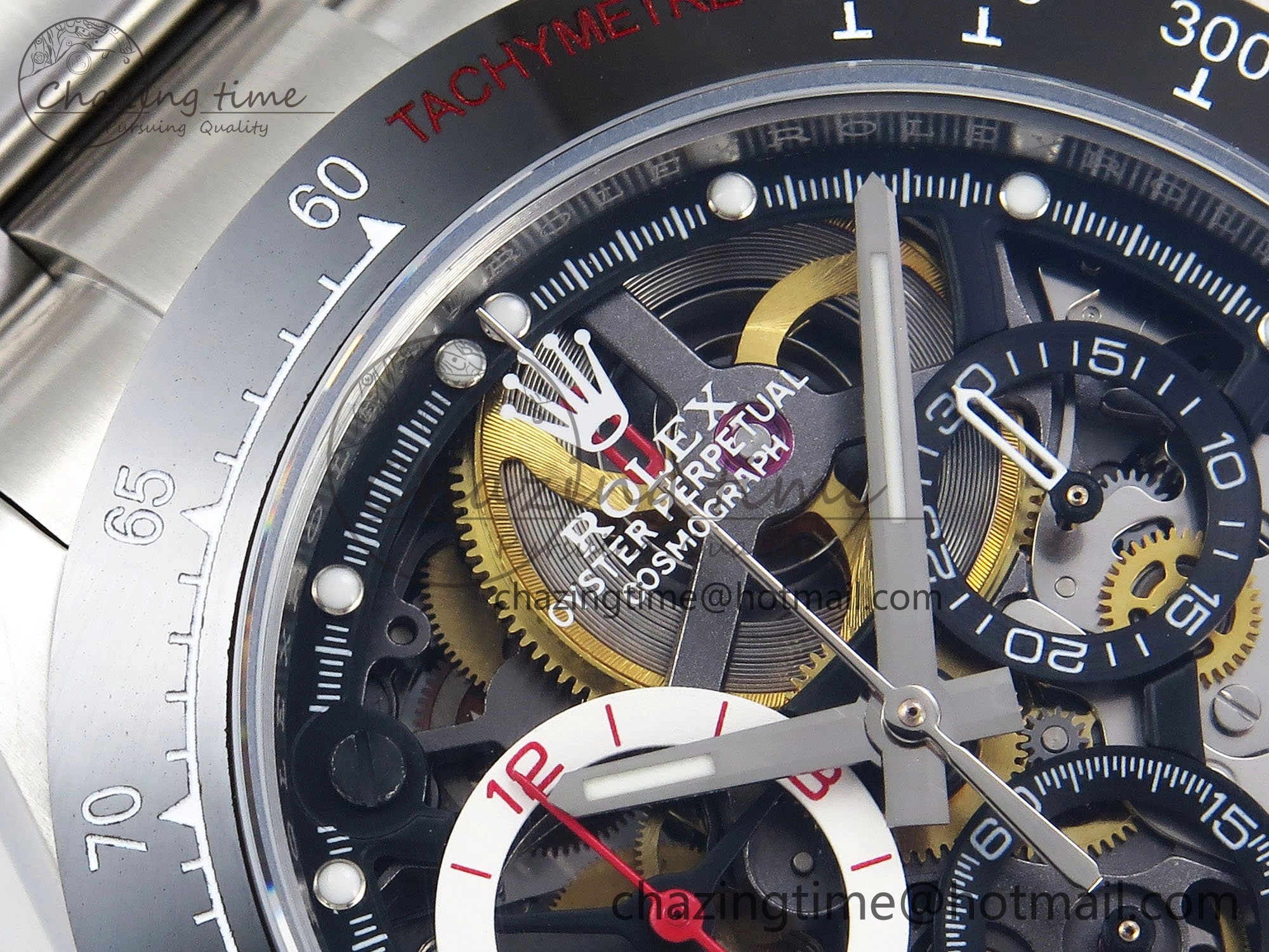 TopPick Daytona Skeleton SONIC Best Edition Ceramic Bezel Skeleton Dial on SS Oyster Bracelet SA 1654