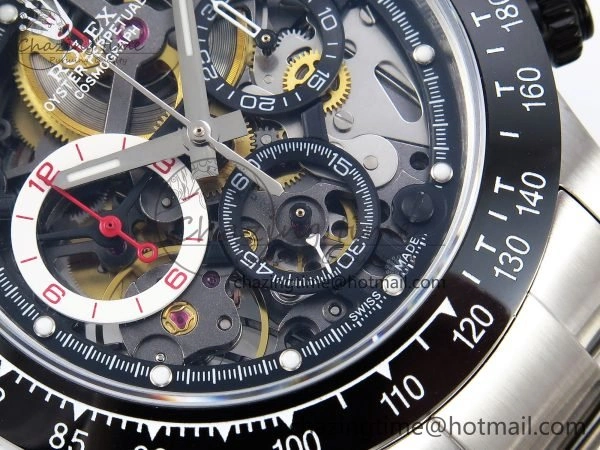 TopPick Daytona Skeleton SONIC Best Edition Ceramic Bezel Skeleton Dial on SS Oyster Bracelet SA 1654