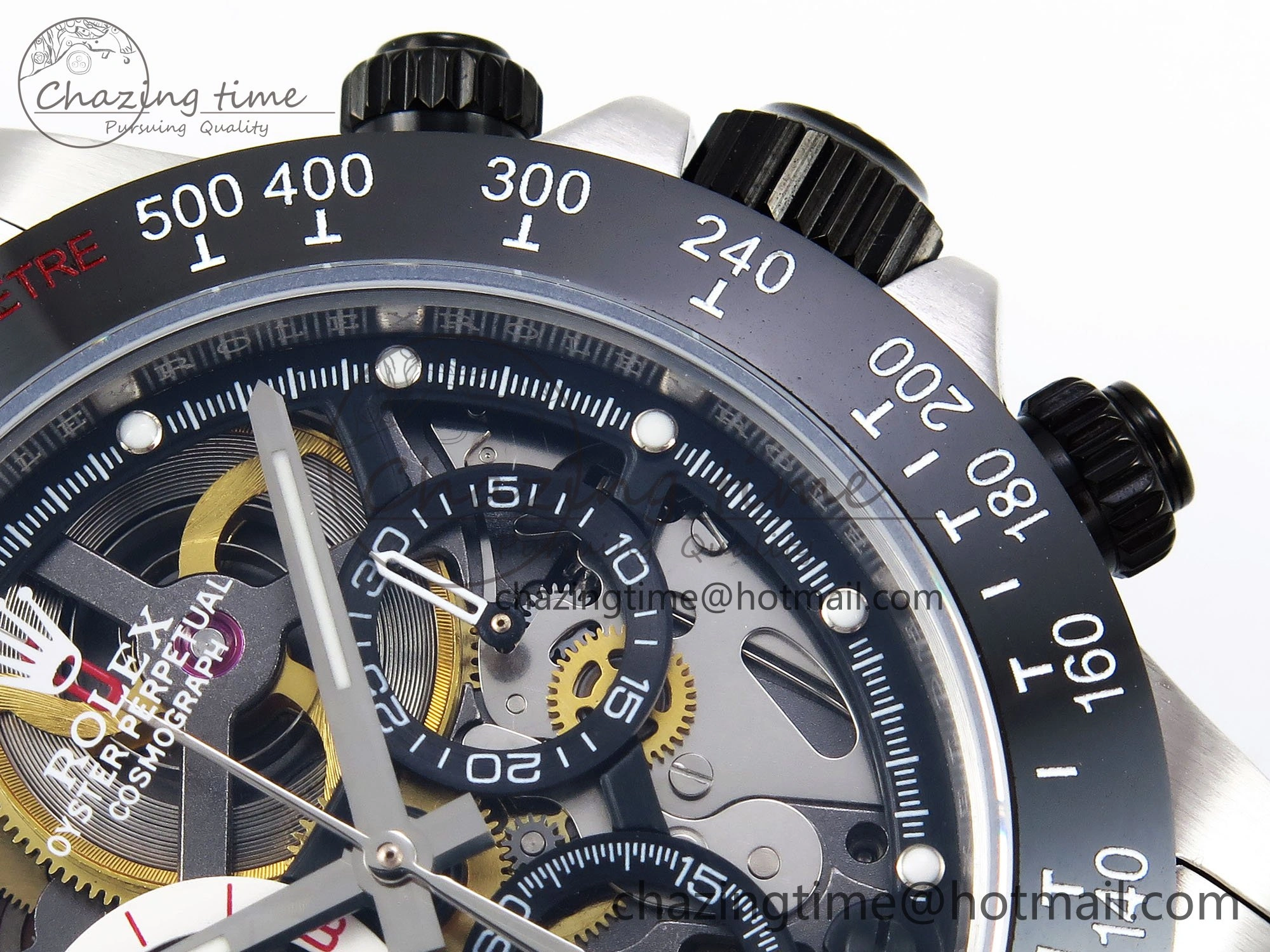 TopPick Daytona Skeleton SONIC Best Edition Ceramic Bezel Skeleton Dial on SS Oyster Bracelet SA 1654