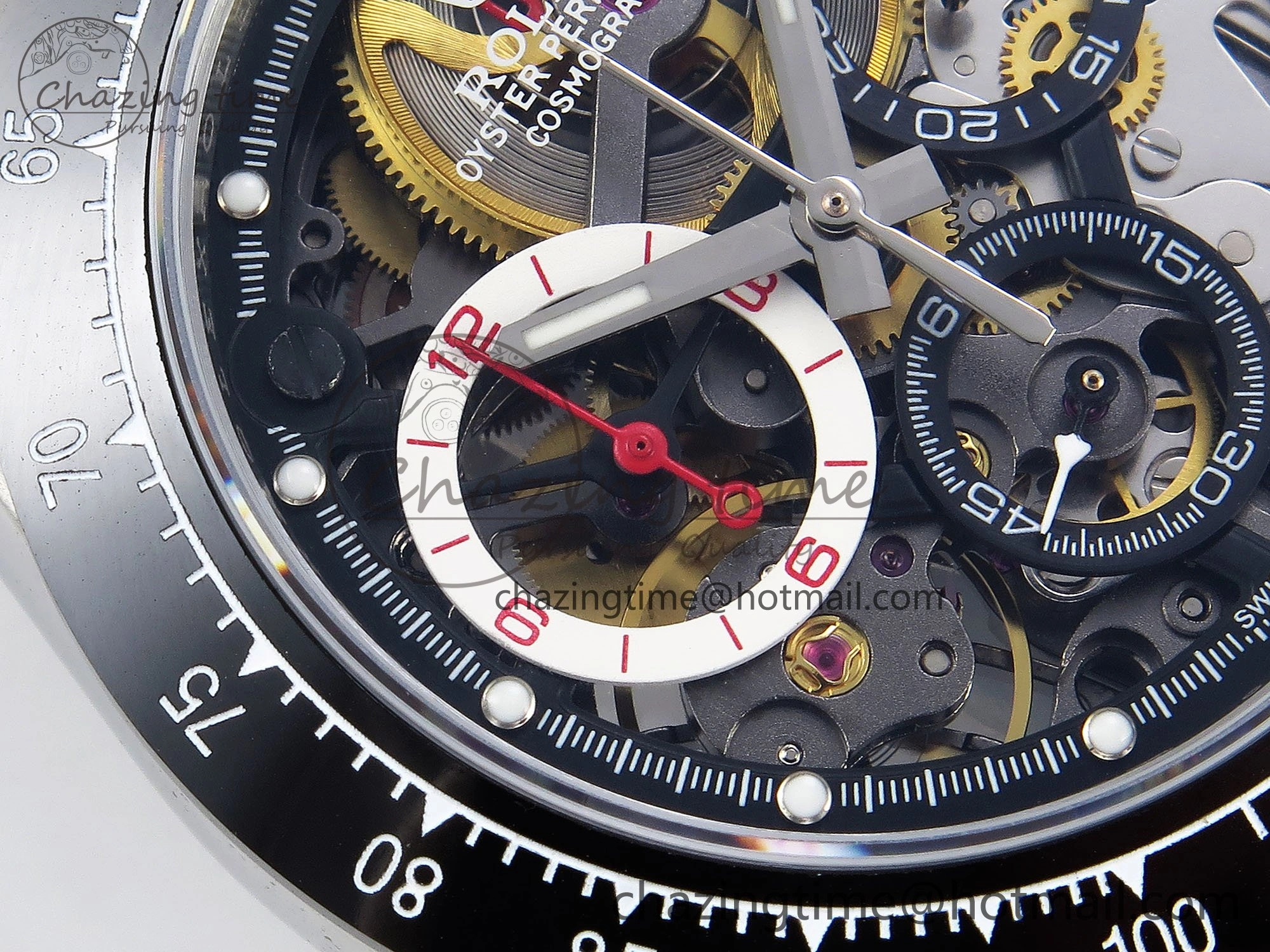 TopPick Daytona Skeleton SONIC Best Edition Ceramic Bezel Skeleton Dial on SS Oyster Bracelet SA 1654