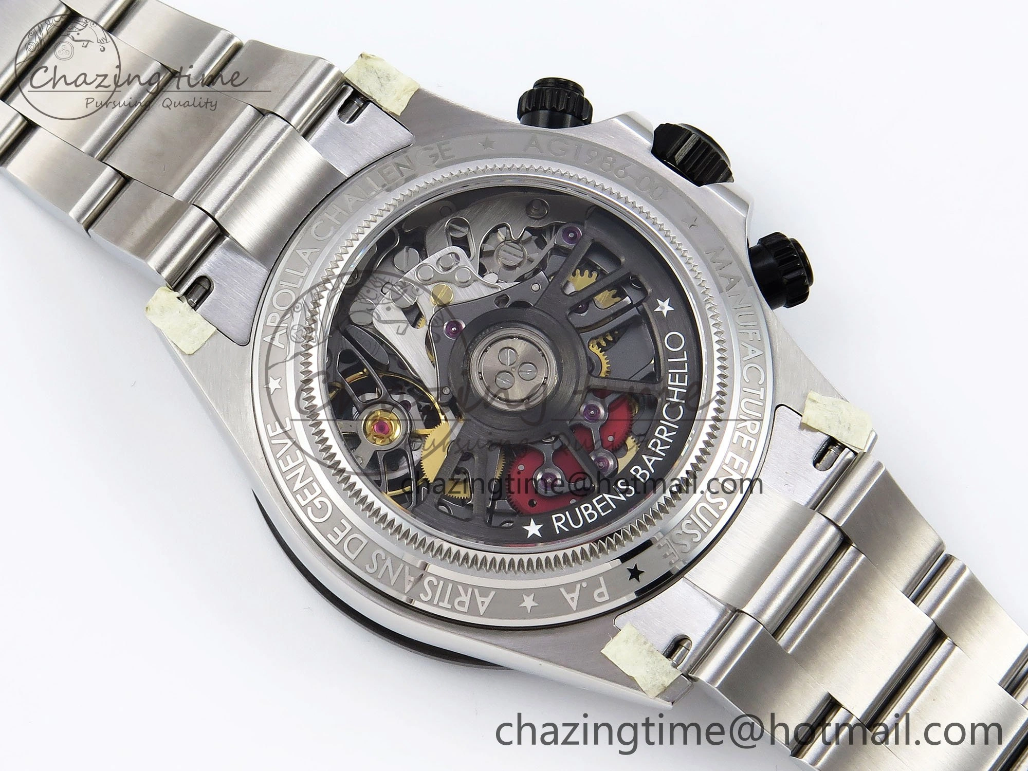 TopPick Daytona Skeleton SONIC Best Edition Ceramic Bezel Skeleton Dial on SS Oyster Bracelet SA 1654