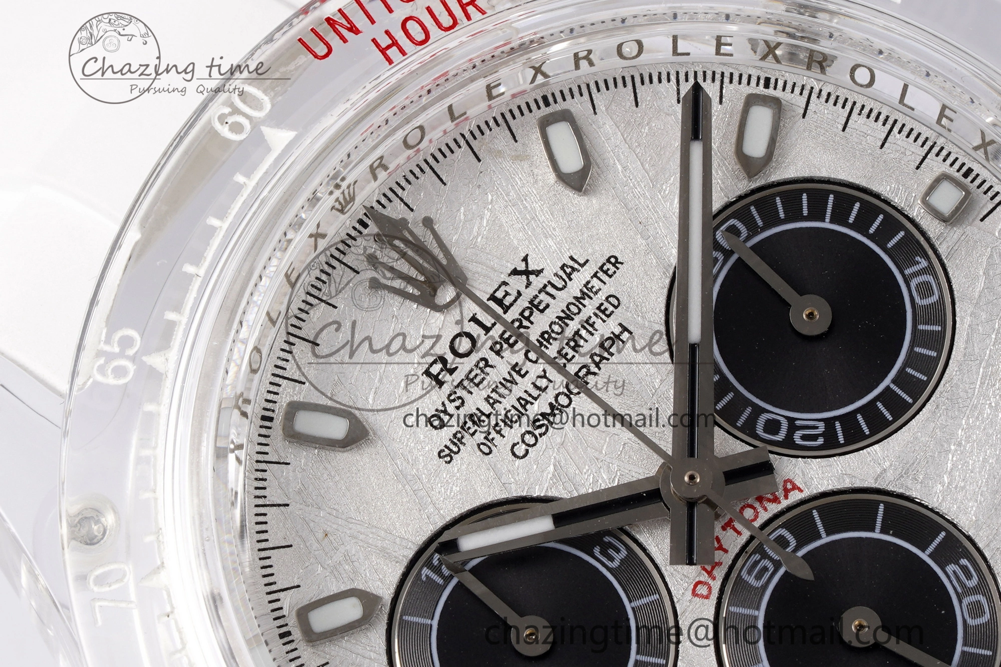 Daytona Transparent IPK Best Edition Meteorite Dial on White Rubber Strap SA Elegant 1968