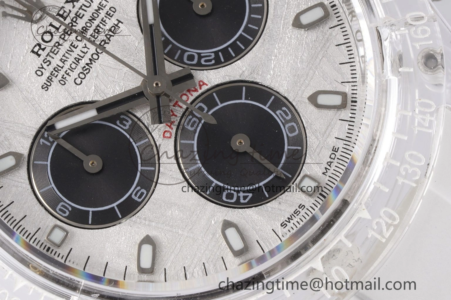 Daytona Transparent IPK Best Edition Meteorite Dial on White Rubber Strap SA Elegant 1968