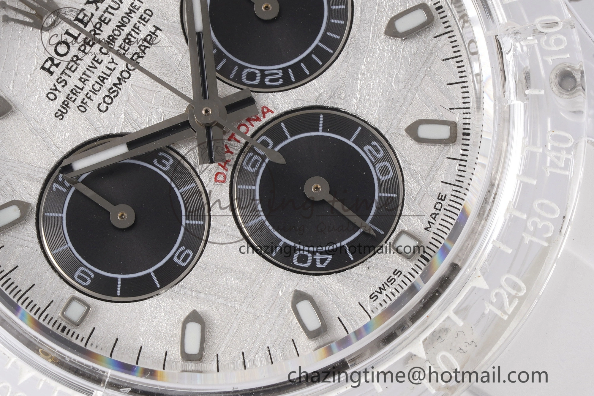 Daytona Transparent IPK Best Edition Meteorite Dial on White Rubber Strap SA Elegant 1968
