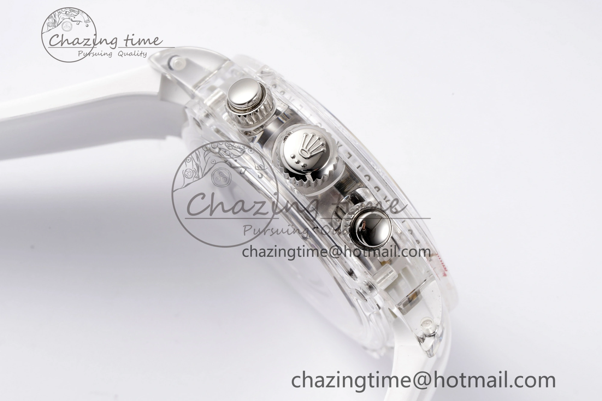 Daytona Transparent IPK Best Edition Meteorite Dial on White Rubber Strap SA Elegant 1968