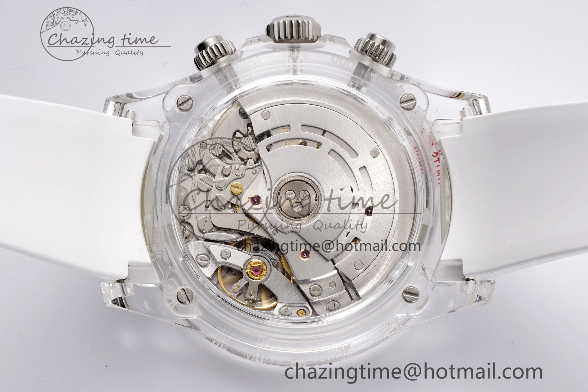 Daytona Transparent IPK Best Edition Meteorite Dial on White Rubber Strap SA Elegant 1968