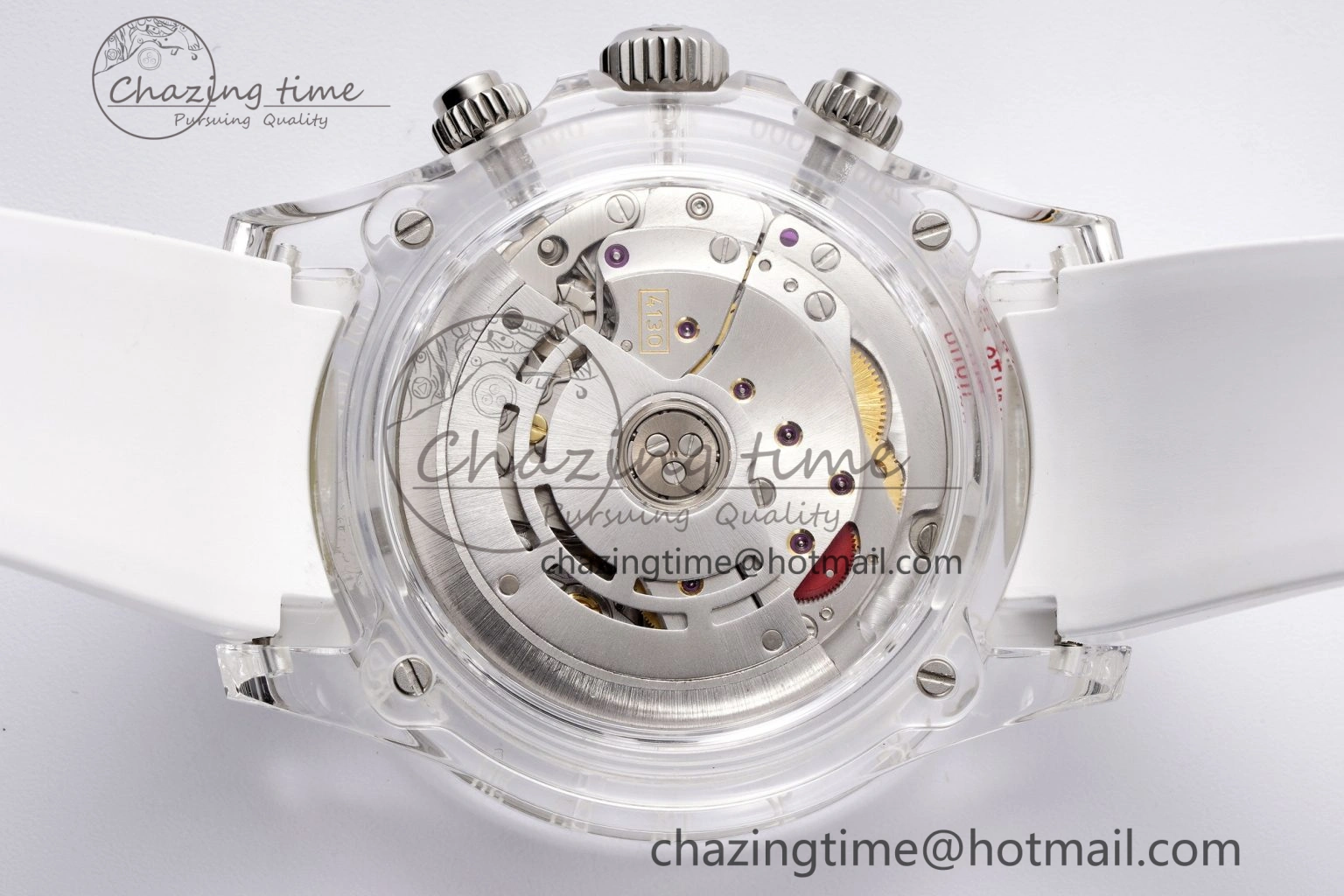 Daytona Transparent IPK Best Edition Meteorite Dial on White Rubber Strap SA Elegant 1968