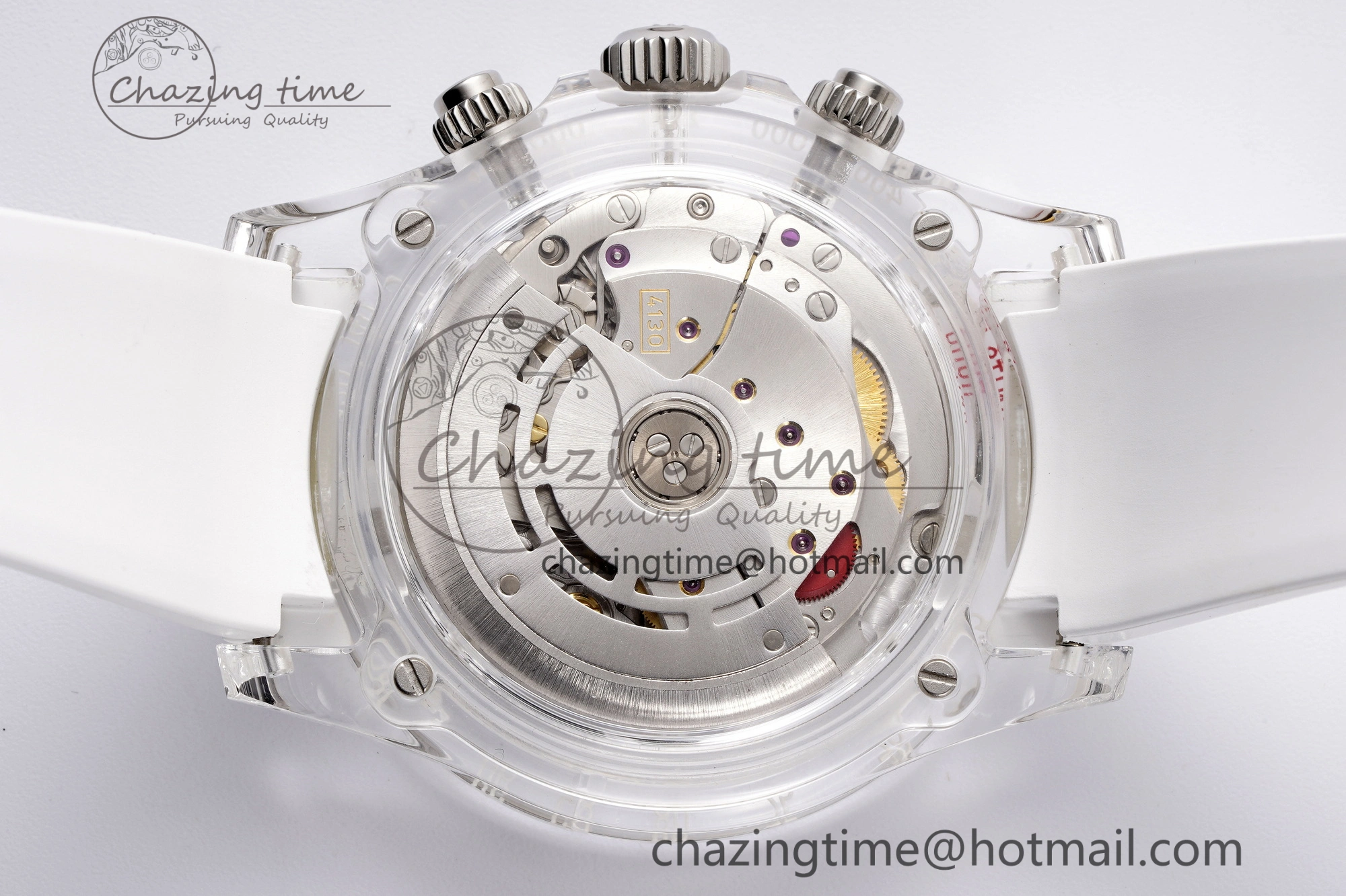 Daytona Transparent IPK Best Edition Meteorite Dial on White Rubber Strap SA Elegant 1968