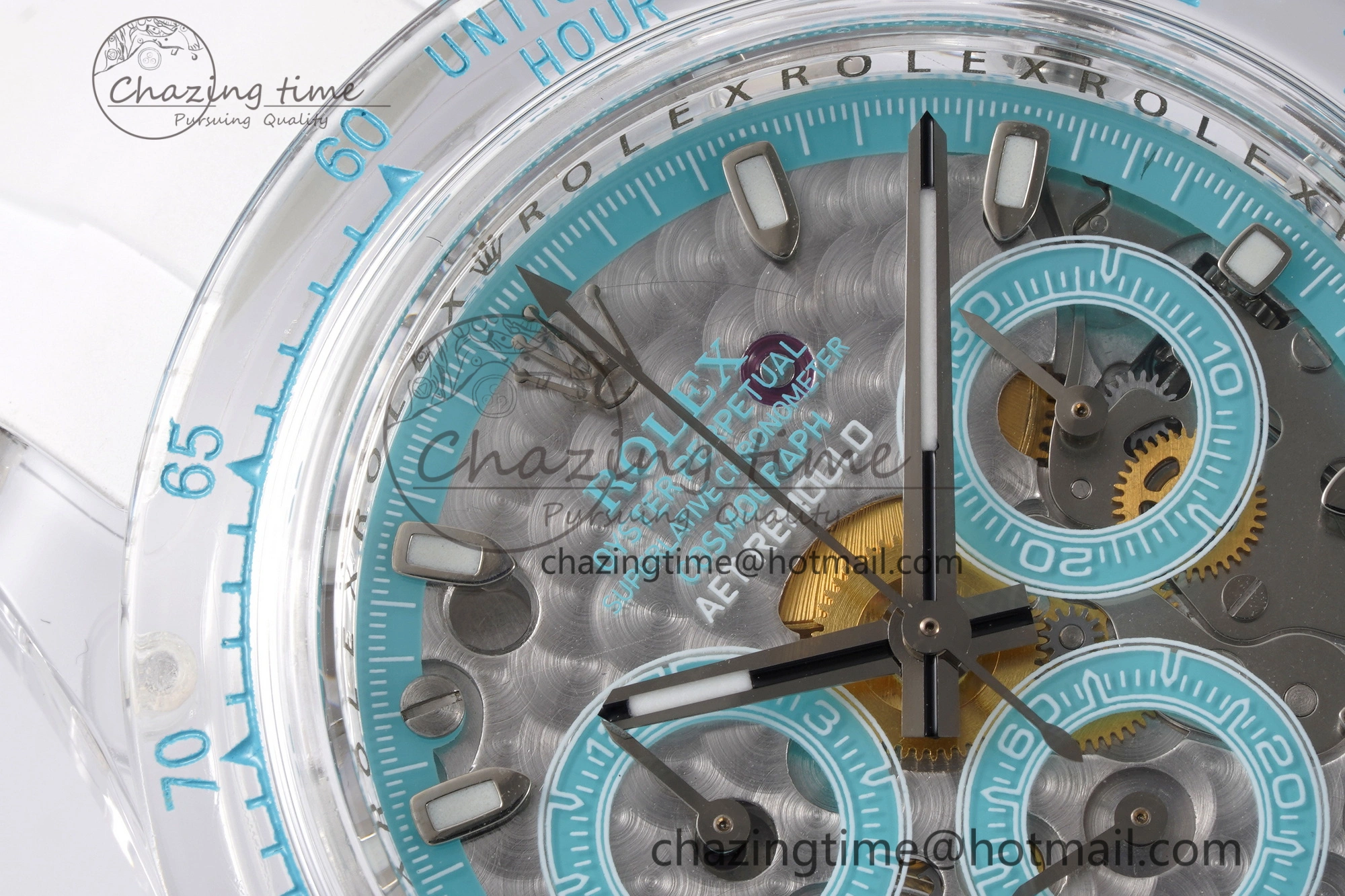 Daytona Transparent IPK Best Edition Transparent Blue Dial on White Rubber Strap SA TimelessDesign 1969