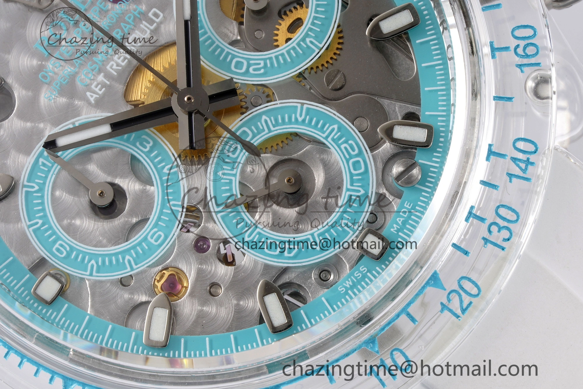 Daytona Transparent IPK Best Edition Transparent Blue Dial on White Rubber Strap SA TimelessDesign 1969