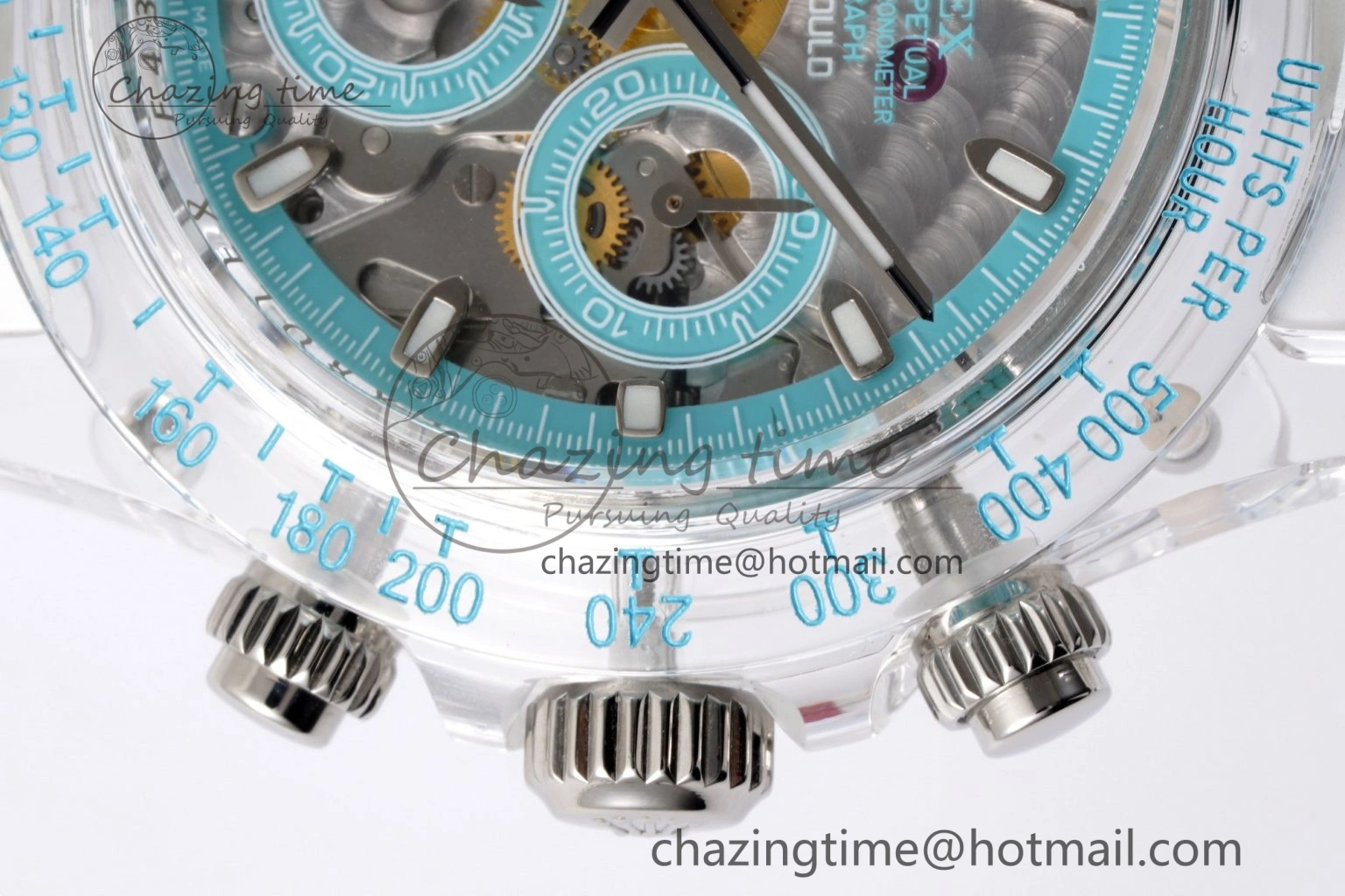 Daytona Transparent IPK Best Edition Transparent Blue Dial on White Rubber Strap SA TimelessDesign 1969