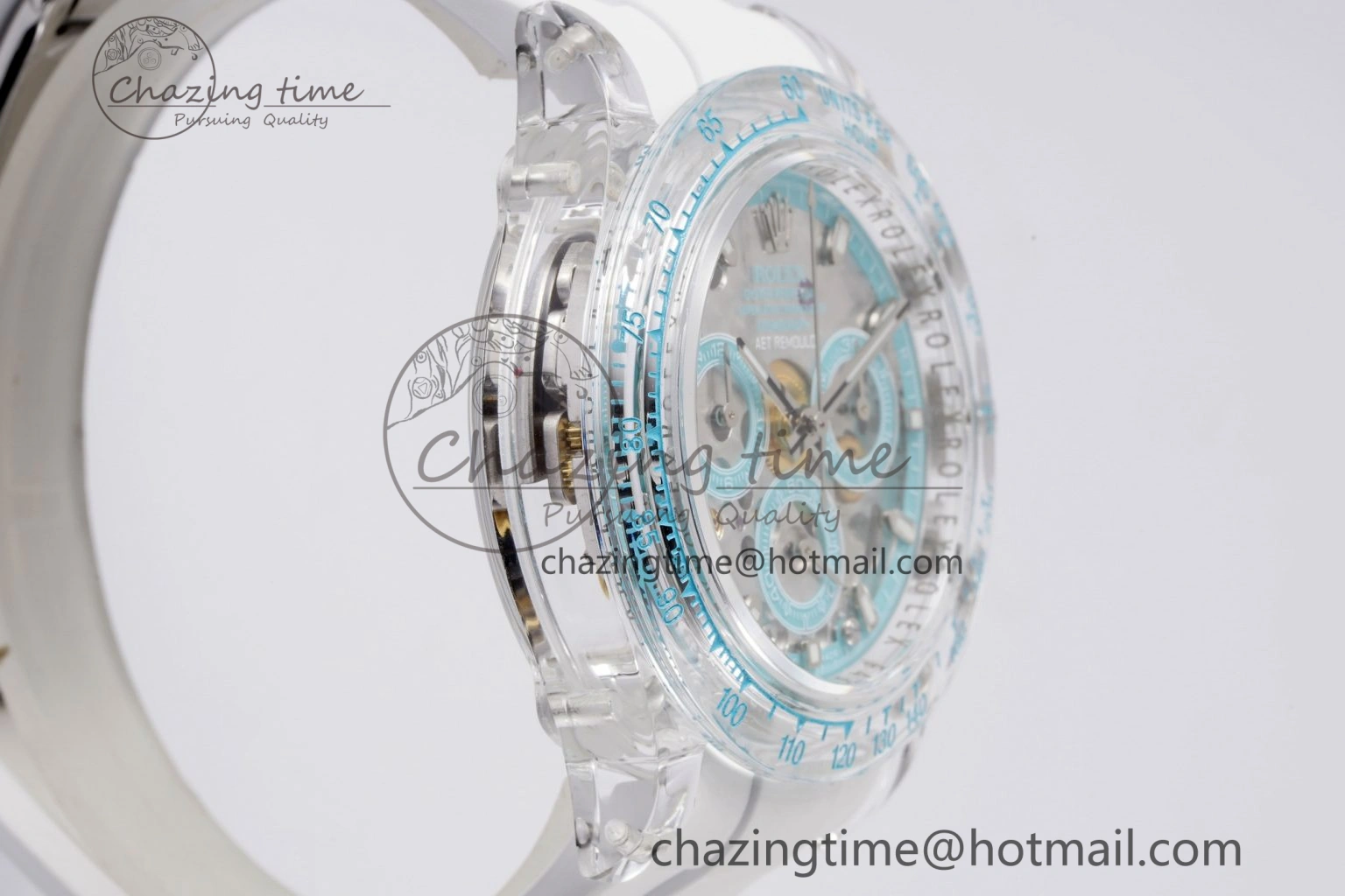 Daytona Transparent IPK Best Edition Transparent Blue Dial on White Rubber Strap SA TimelessDesign 1969