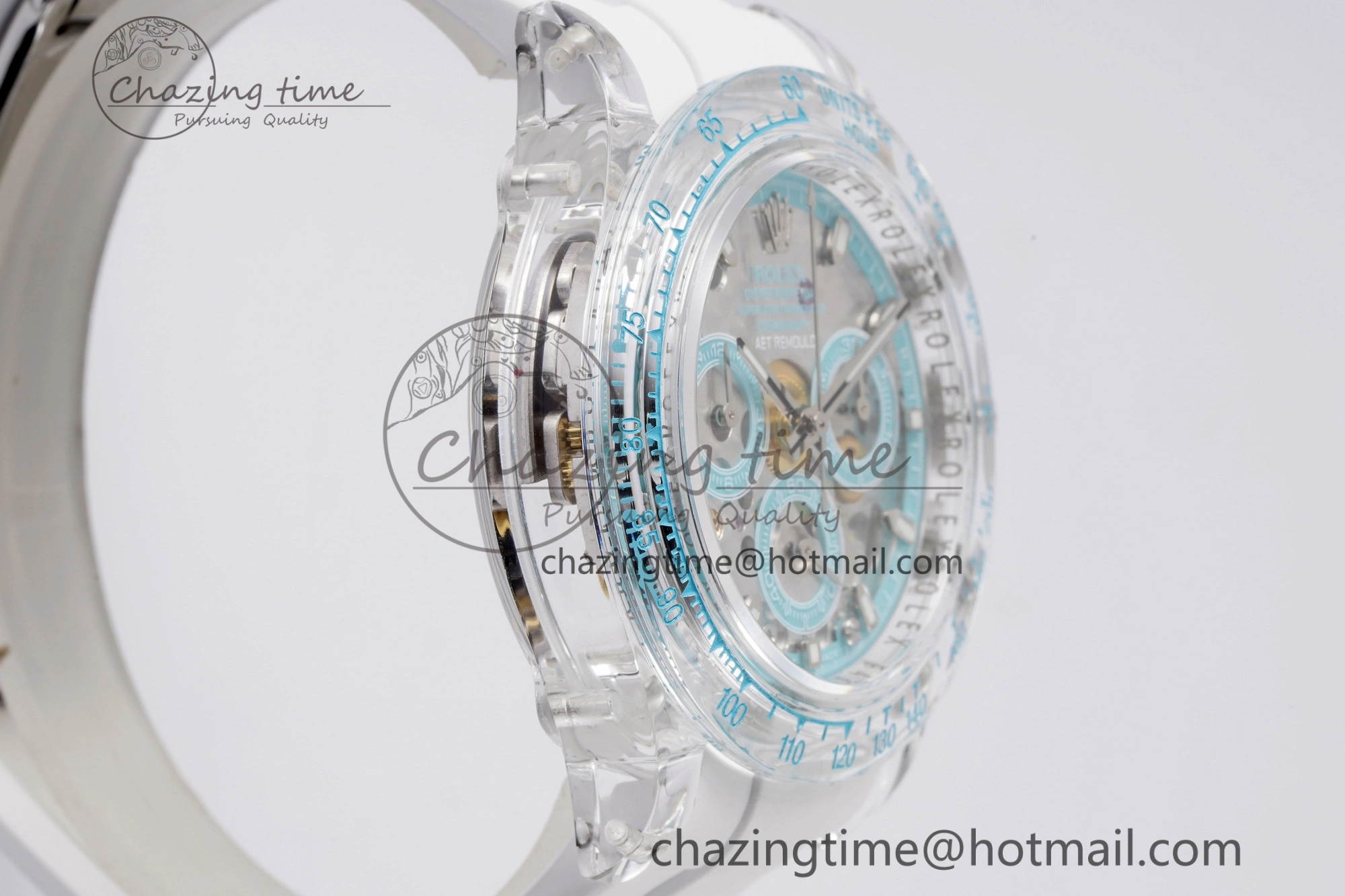 Daytona Transparent IPK Best Edition Transparent Blue Dial on White Rubber Strap SA TimelessDesign 1969
