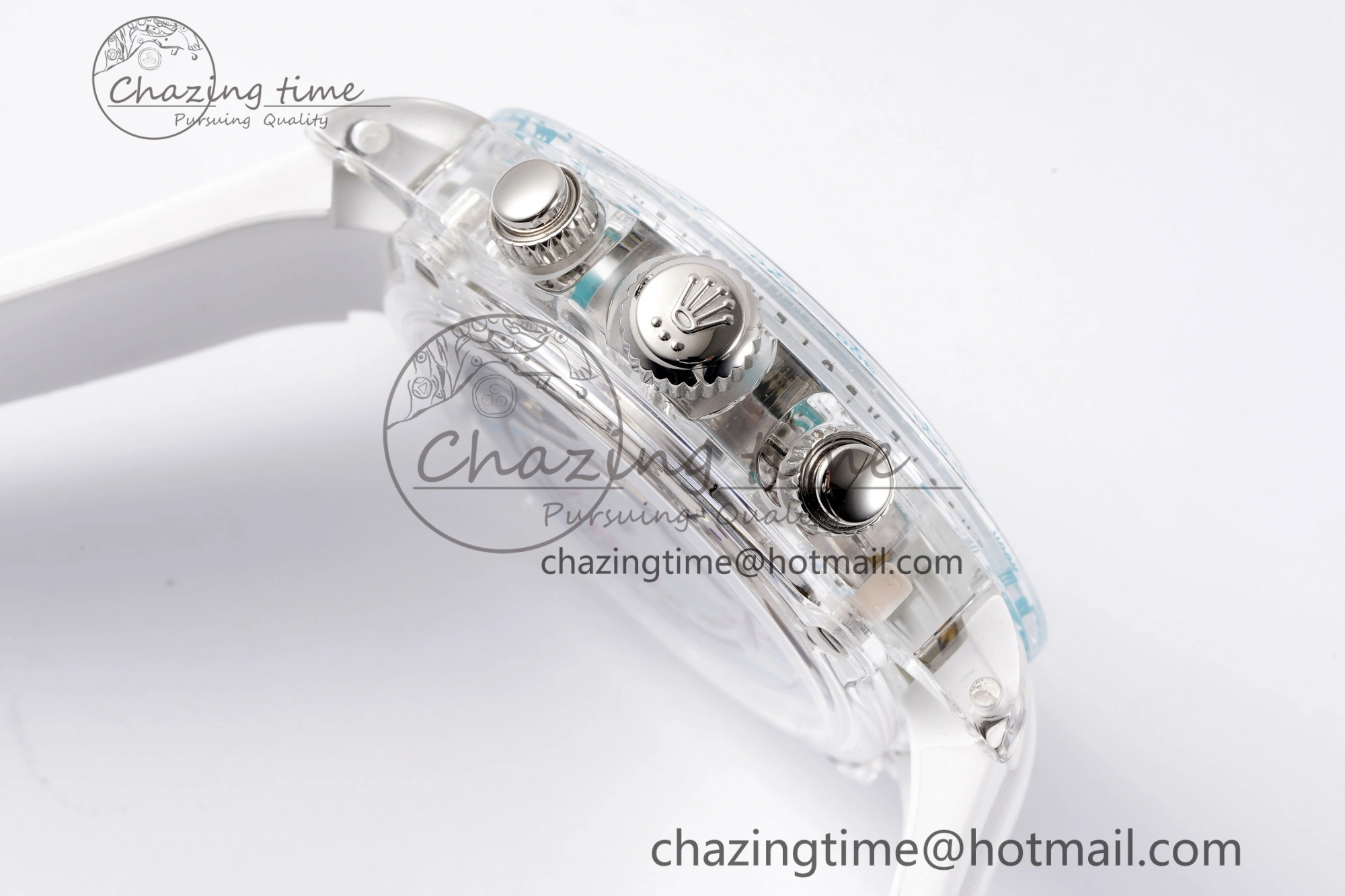 Daytona Transparent IPK Best Edition Transparent Blue Dial on White Rubber Strap SA TimelessDesign 1969