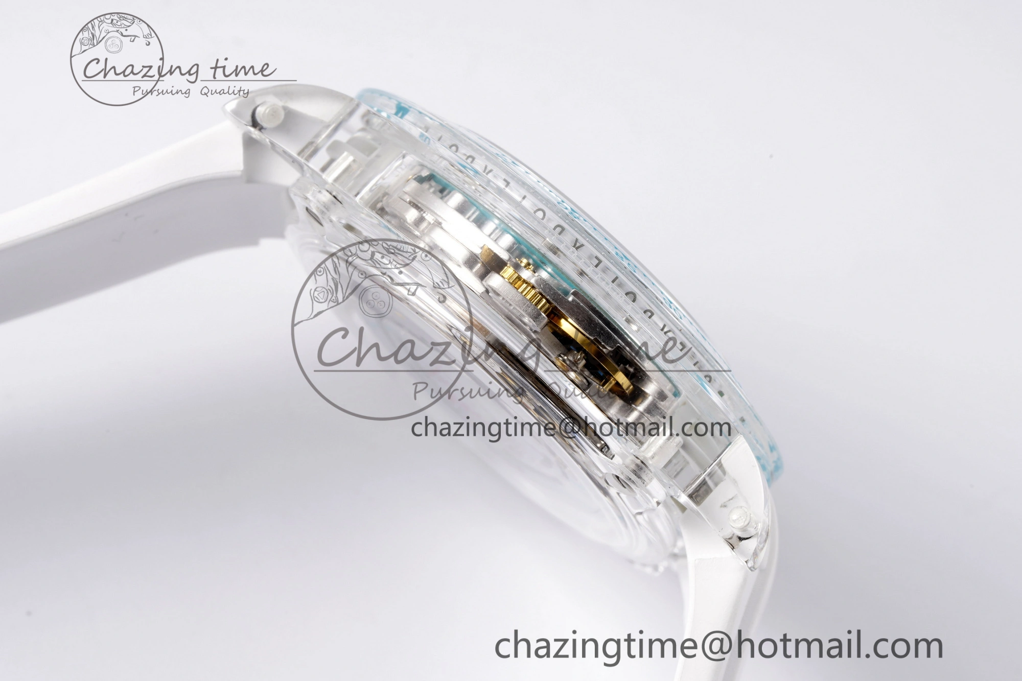 Daytona Transparent IPK Best Edition Transparent Blue Dial on White Rubber Strap SA TimelessDesign 1969