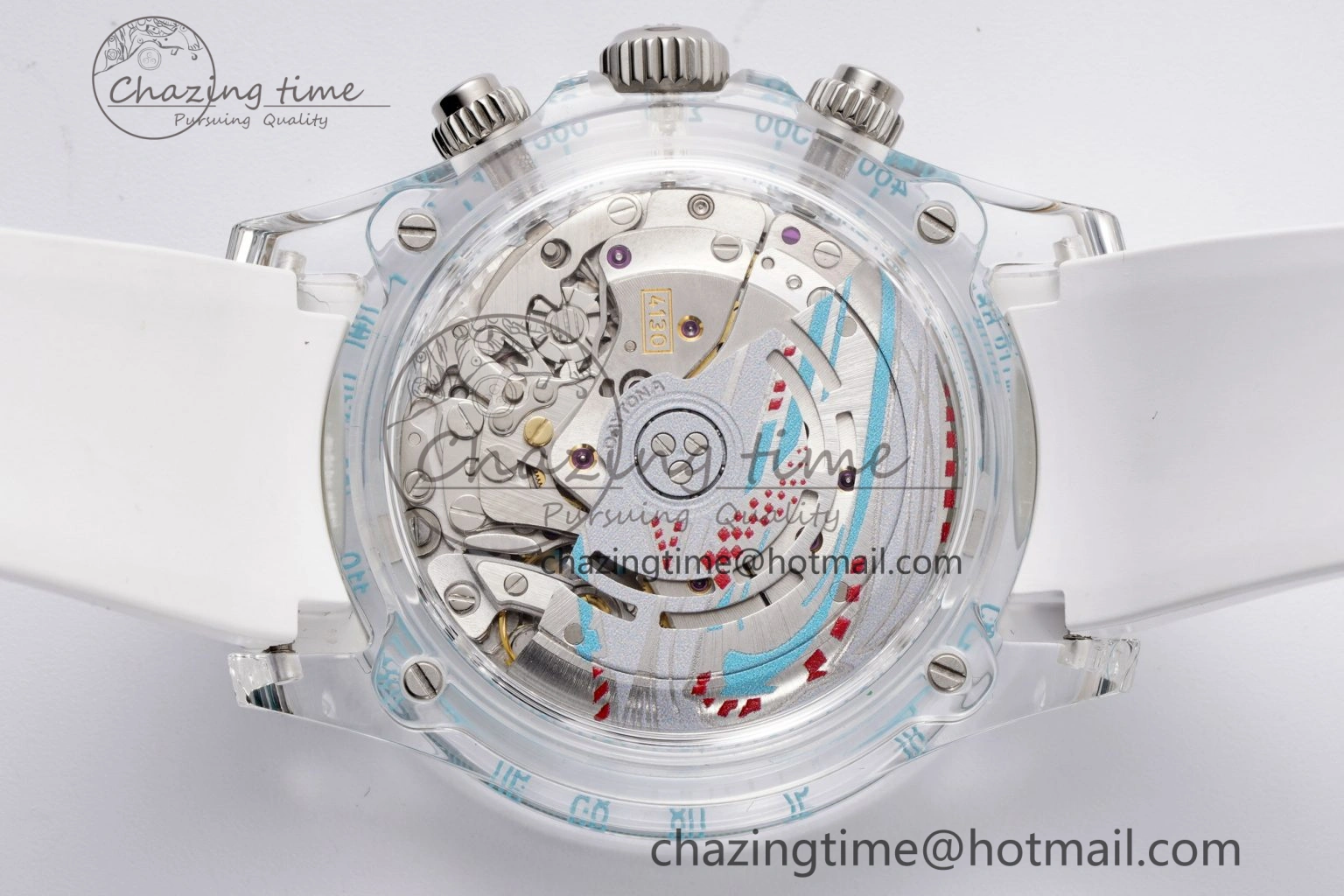 Daytona Transparent IPK Best Edition Transparent Blue Dial on White Rubber Strap SA TimelessDesign 1969