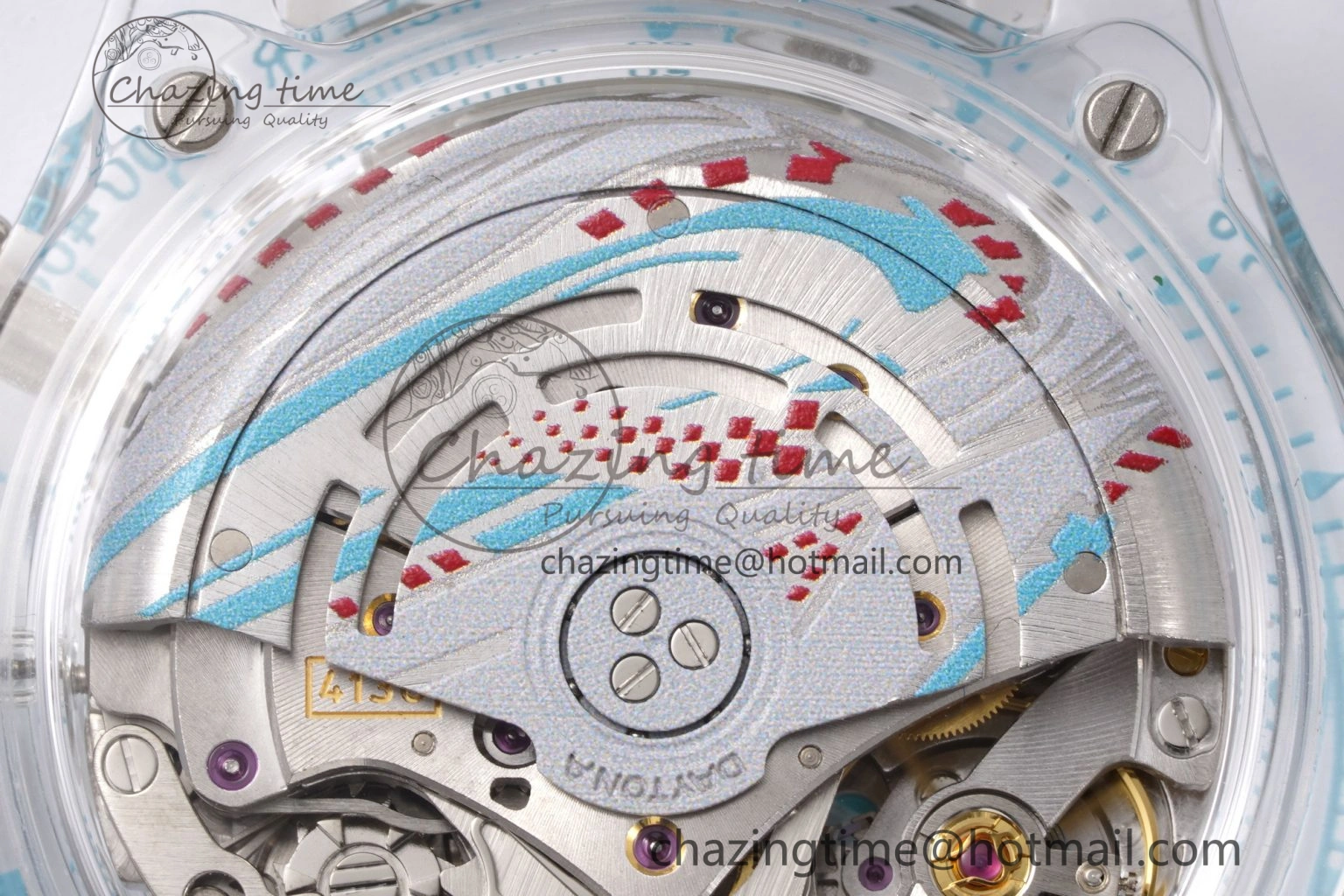 Daytona Transparent IPK Best Edition Transparent Blue Dial on White Rubber Strap SA TimelessDesign 1969