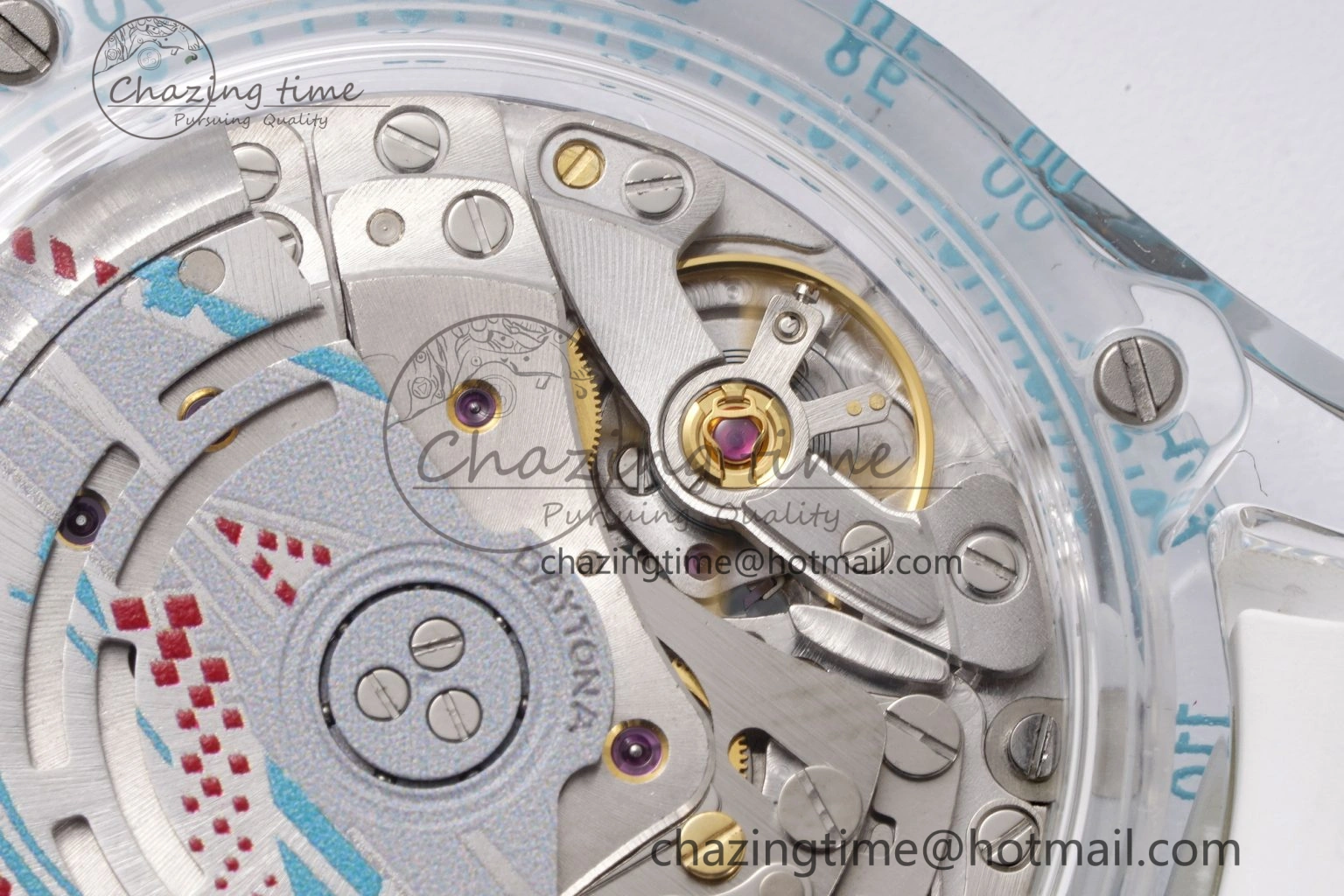 Daytona Transparent IPK Best Edition Transparent Blue Dial on White Rubber Strap SA TimelessDesign 1969