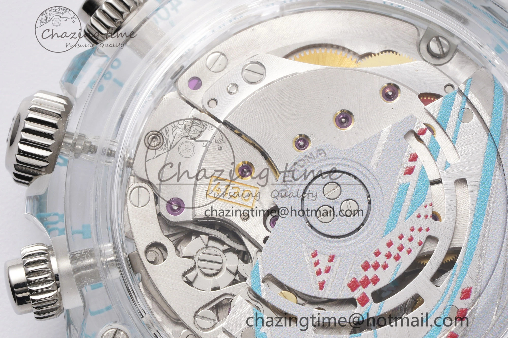 Daytona Transparent IPK Best Edition Transparent Blue Dial on White Rubber Strap SA TimelessDesign 1969