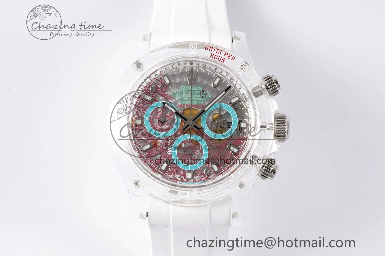 Daytona Transparent IPK Best Edition Transparent Red Dial on White Rubber Strap SA GoodFit 1972