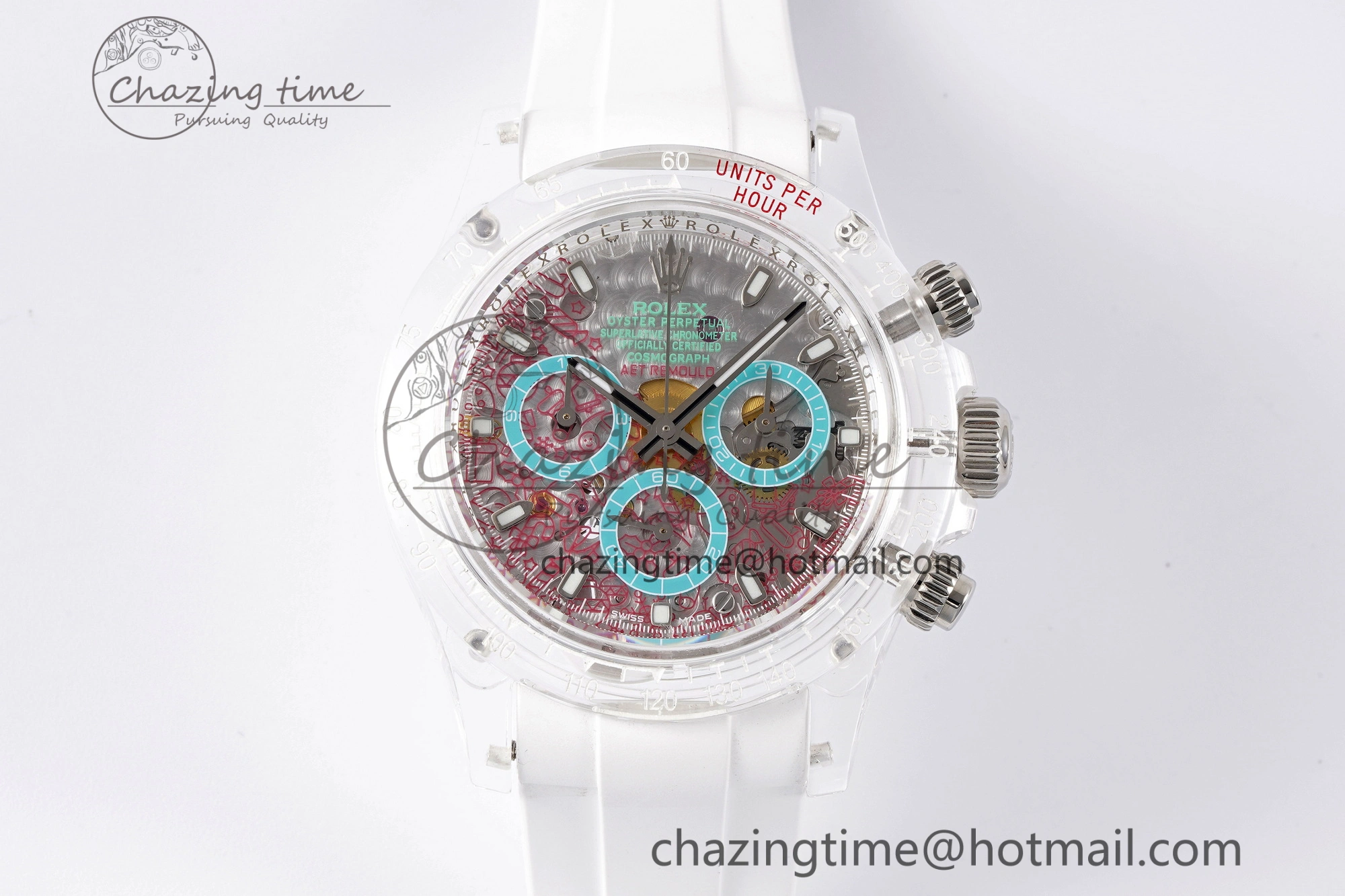 Daytona Transparent IPK Best Edition Transparent Red Dial on White Rubber Strap SA GoodFit 1972