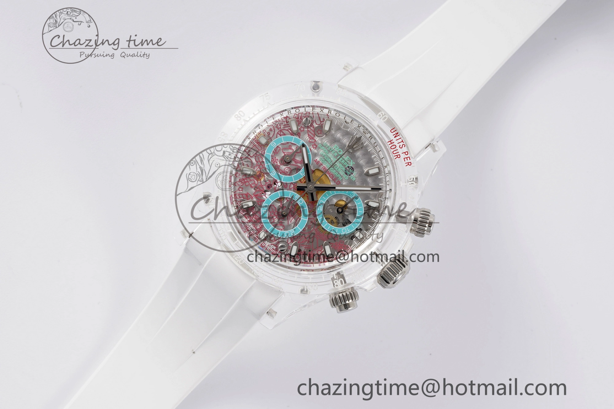 Daytona Transparent IPK Best Edition Transparent Red Dial on White Rubber Strap SA GoodFit 1972
