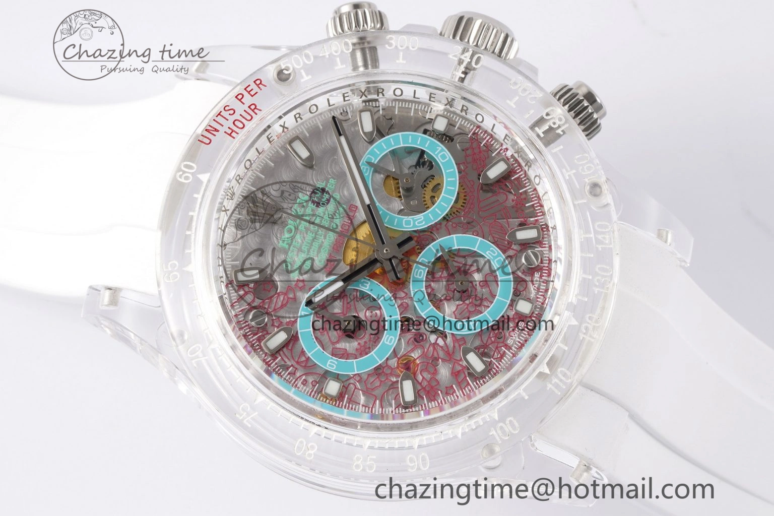 Daytona Transparent IPK Best Edition Transparent Red Dial on White Rubber Strap SA GoodFit 1972