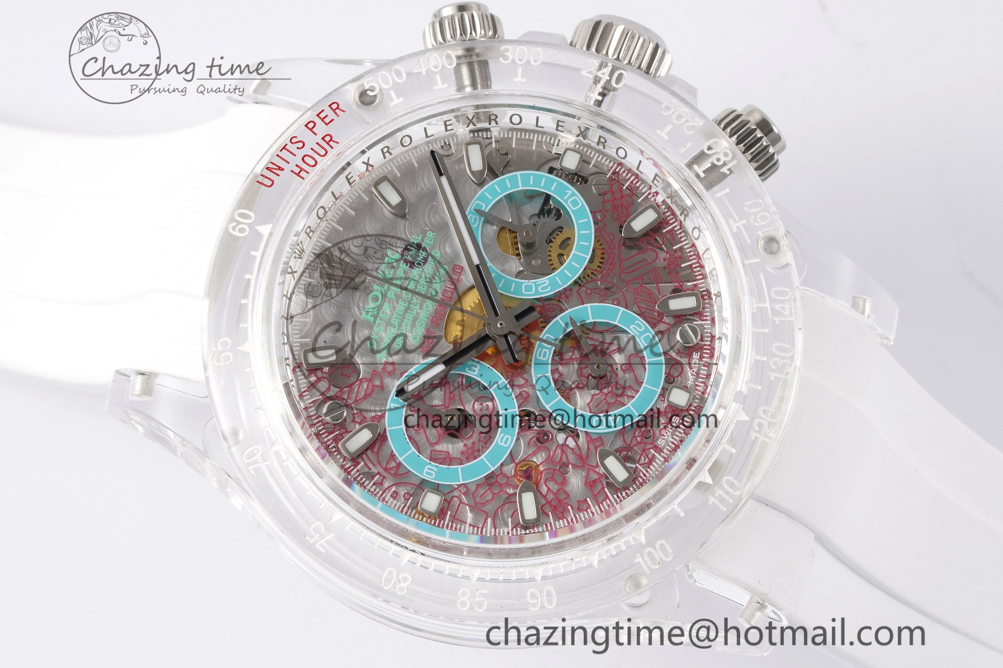 Daytona Transparent IPK Best Edition Transparent Red Dial on White Rubber Strap SA GoodFit 1972