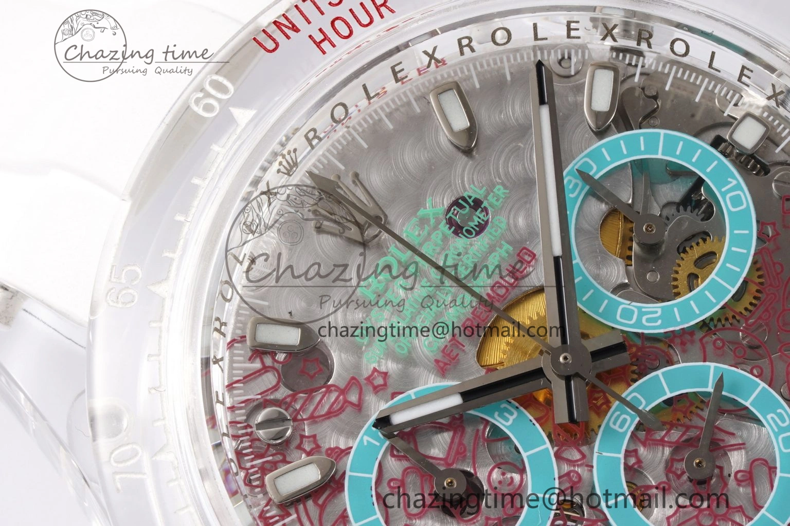 Daytona Transparent IPK Best Edition Transparent Red Dial on White Rubber Strap SA GoodFit 1972