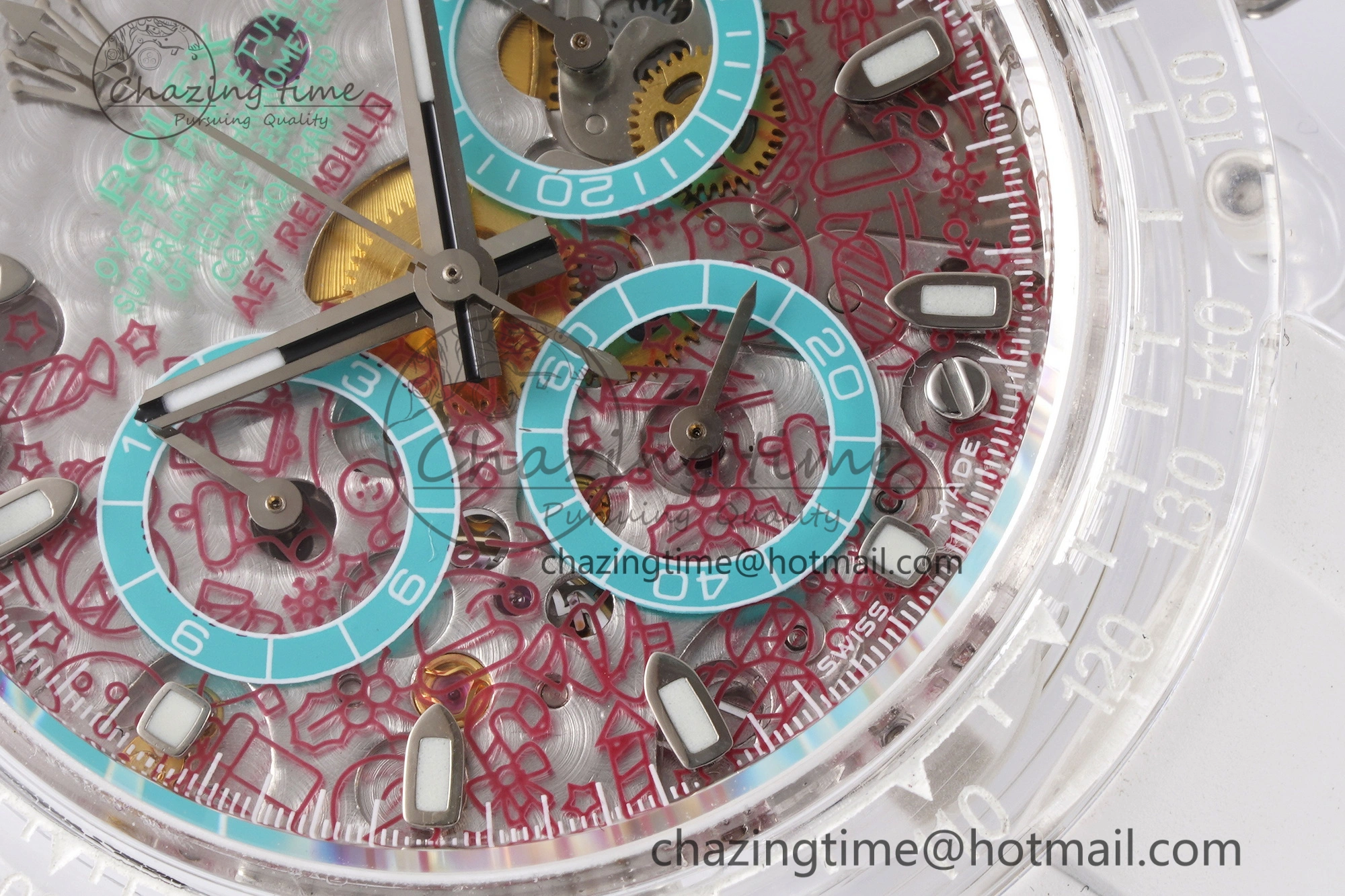 Daytona Transparent IPK Best Edition Transparent Red Dial on White Rubber Strap SA GoodFit 1972