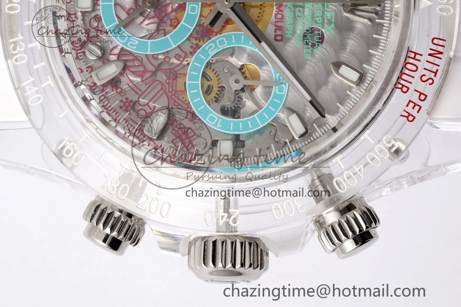 Daytona Transparent IPK Best Edition Transparent Red Dial on White Rubber Strap SA GoodFit 1972