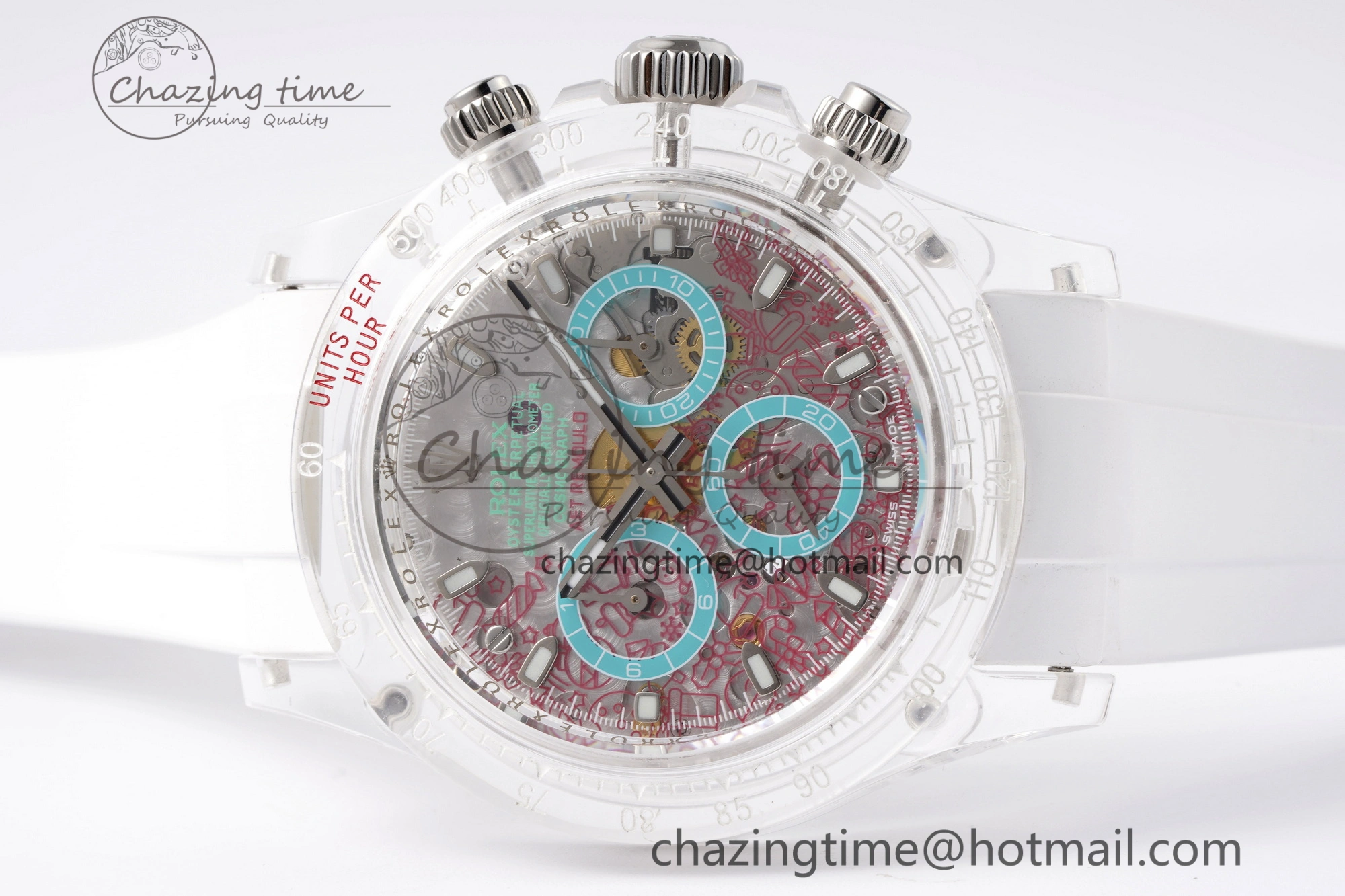 Daytona Transparent IPK Best Edition Transparent Red Dial on White Rubber Strap SA GoodFit 1972