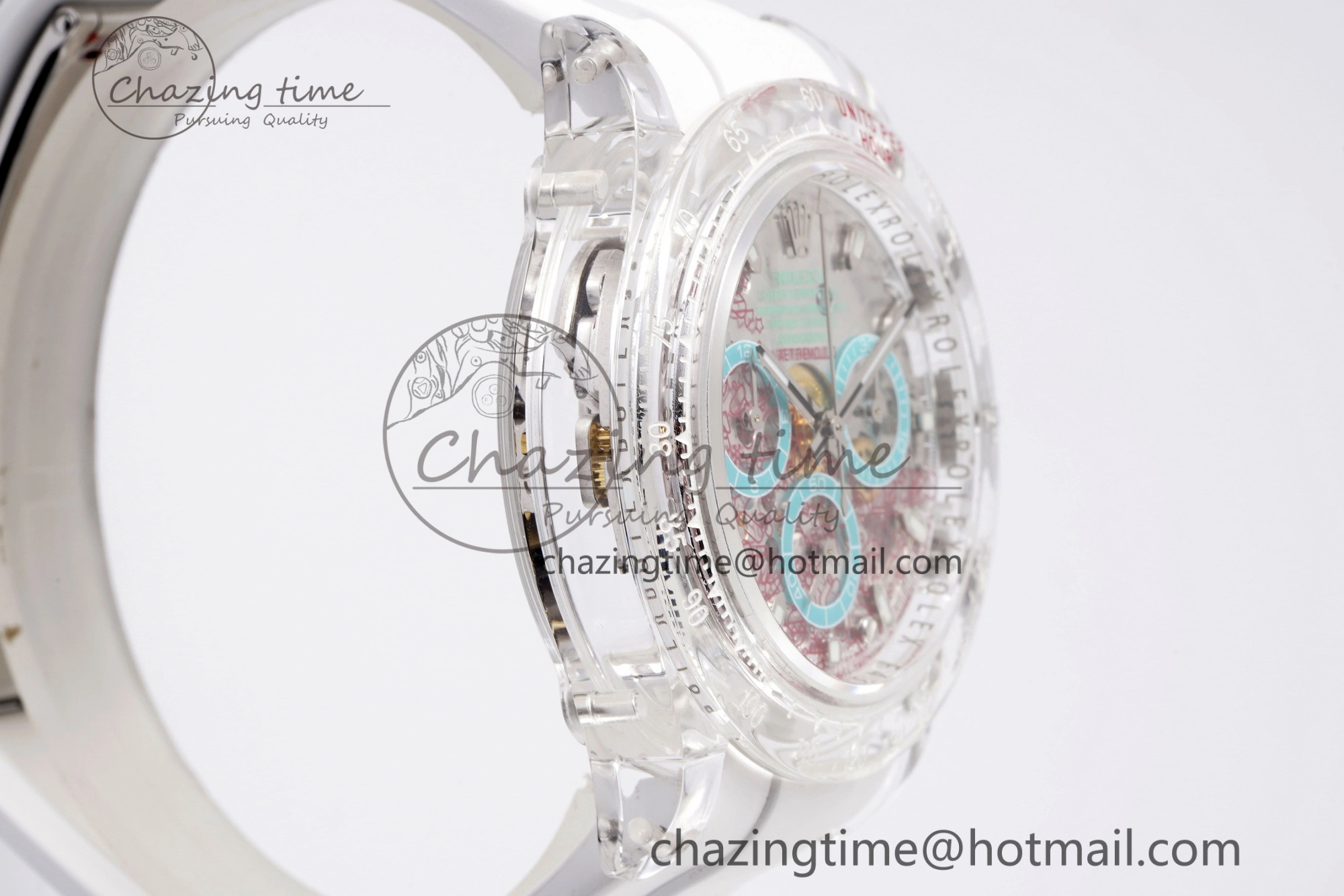 Daytona Transparent IPK Best Edition Transparent Red Dial on White Rubber Strap SA GoodFit 1972
