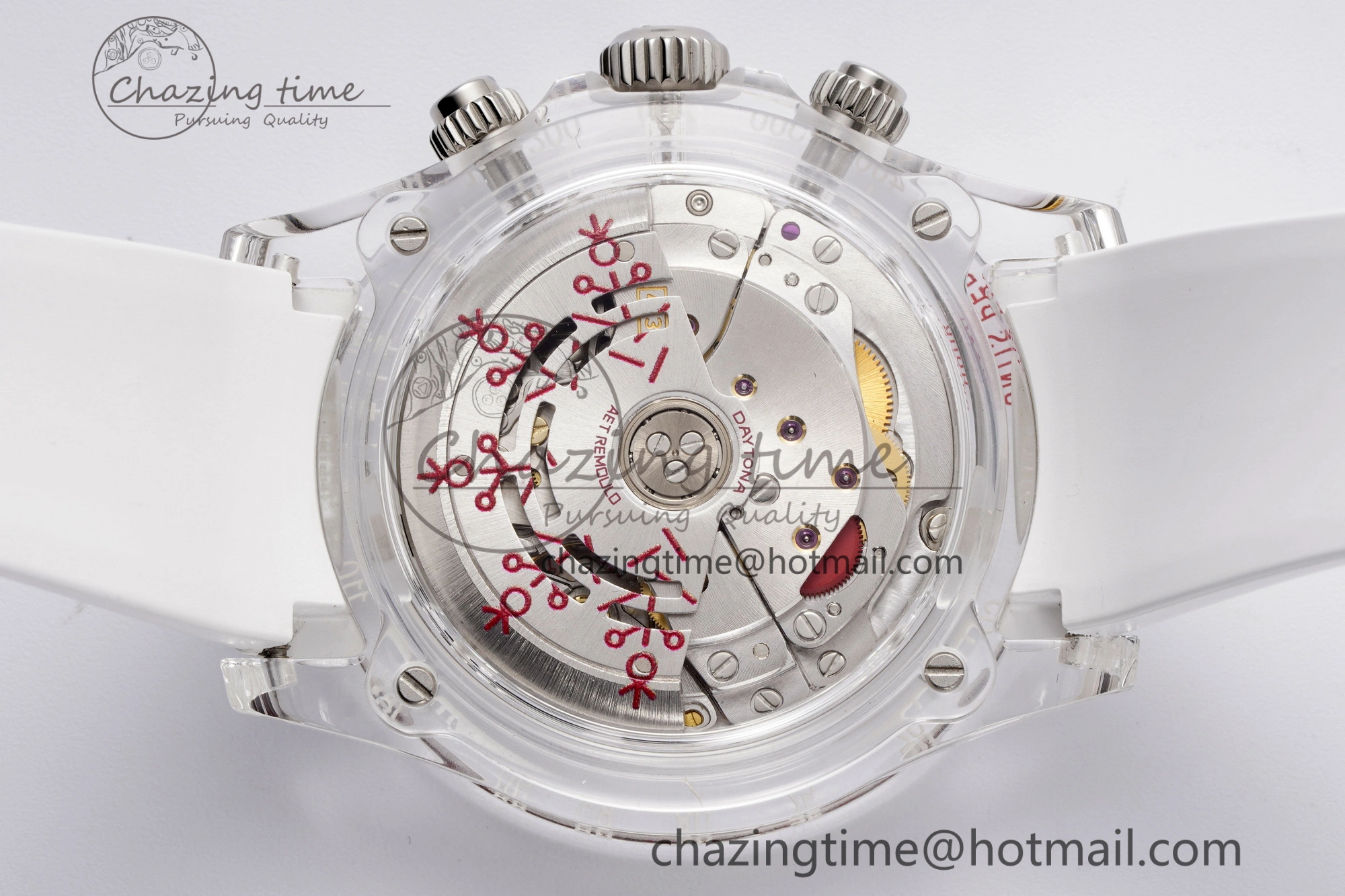 Daytona Transparent IPK Best Edition Transparent Red Dial on White Rubber Strap SA GoodFit 1972