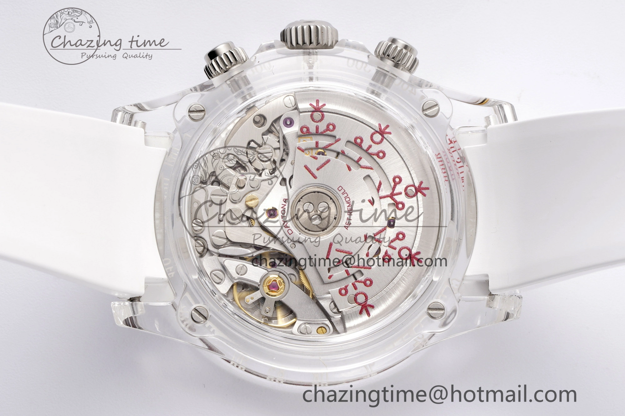 Daytona Transparent IPK Best Edition Transparent Red Dial on White Rubber Strap SA GoodFit 1972