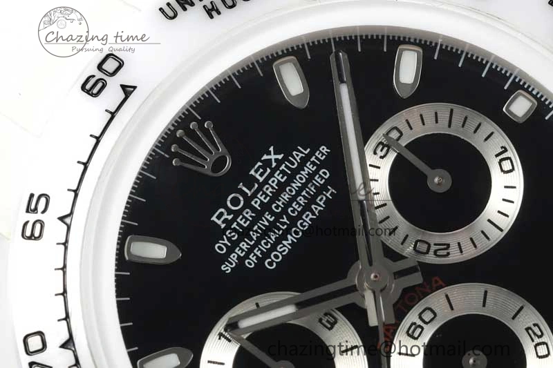 Supportive Daytona White Ceramic 5GF Best Edition Black Dial on White Rubber Strap A 2325