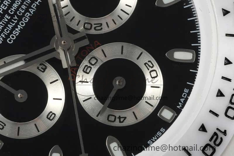 Supportive Daytona White Ceramic 5GF Best Edition Black Dial on White Rubber Strap A 2325