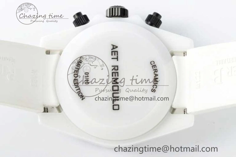 Supportive Daytona White Ceramic 5GF Best Edition Black Dial on White Rubber Strap A 2325