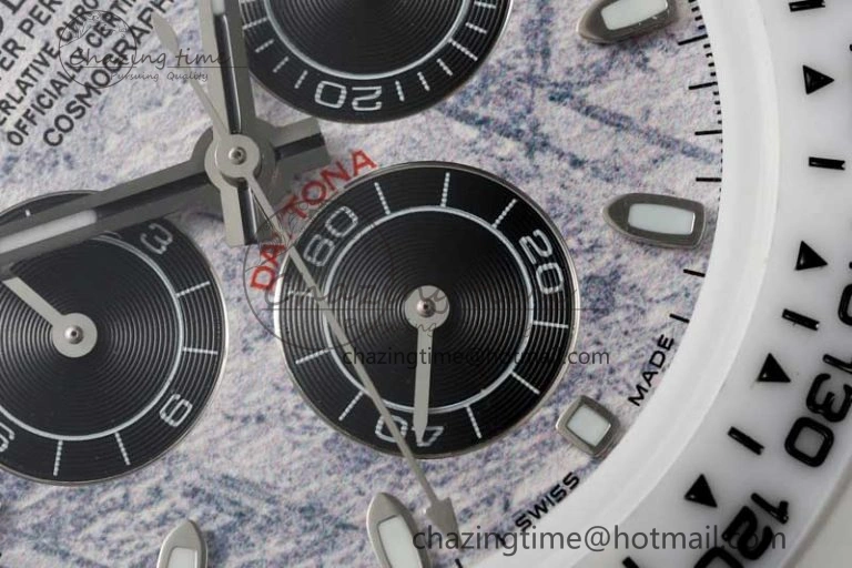 Daytona White Ceramic 5GF Best Edition Meteorite Dial on White Rubber Strap A Lightweight 2327