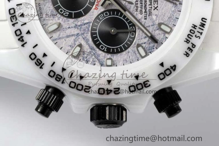 Daytona White Ceramic 5GF Best Edition Meteorite Dial on White Rubber Strap A Lightweight 2327