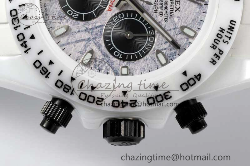 Daytona White Ceramic 5GF Best Edition Meteorite Dial on White Rubber Strap A Lightweight 2327