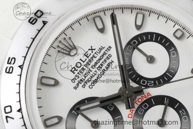 Daytona White Ceramic 5GF Best Edition White Black Dial on White Rubber Strap A Trendsetting 2329