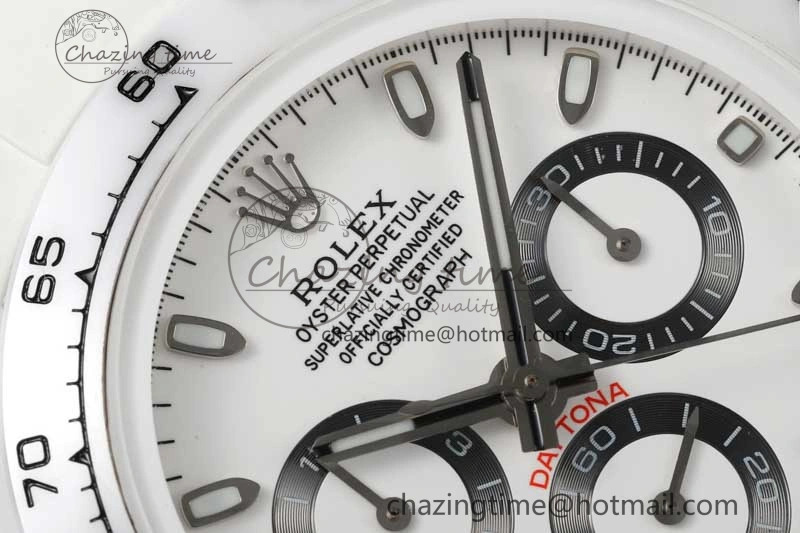 Daytona White Ceramic 5GF Best Edition White Black Dial on White Rubber Strap A Trendsetting 2329