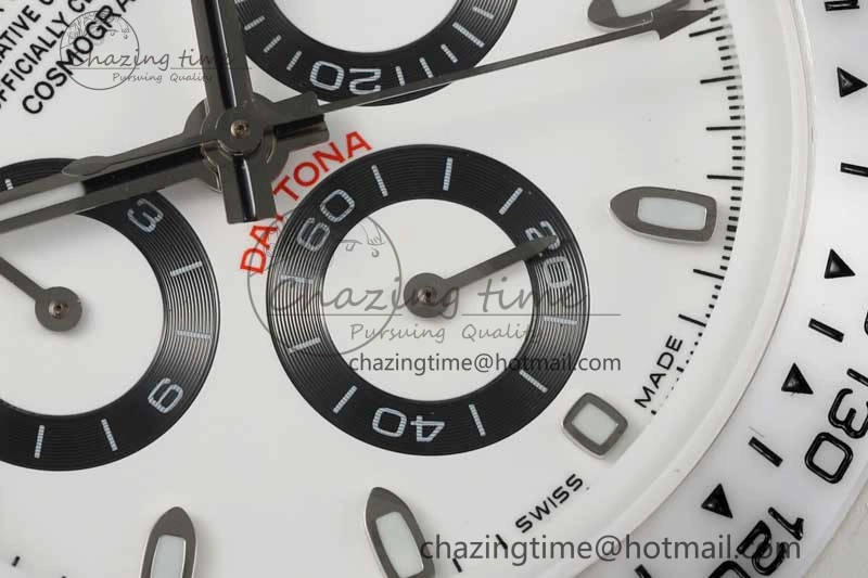 Daytona White Ceramic 5GF Best Edition White Black Dial on White Rubber Strap A Trendsetting 2329